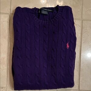 Ralph Lauren Women’s Deep Purple Cable Knit Sweater